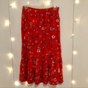 Red Floral Maxi Skirt
